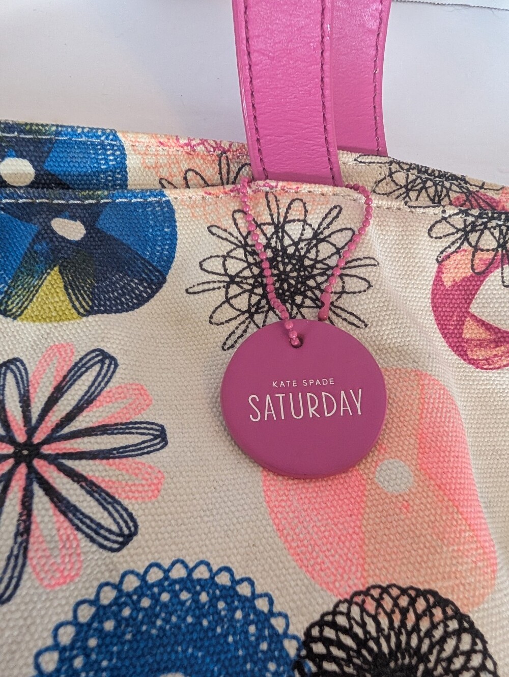 Kate Spade Saturday Canvas Tote Bag in Pink Multi- 10 X 17 - Picture 2 of 5